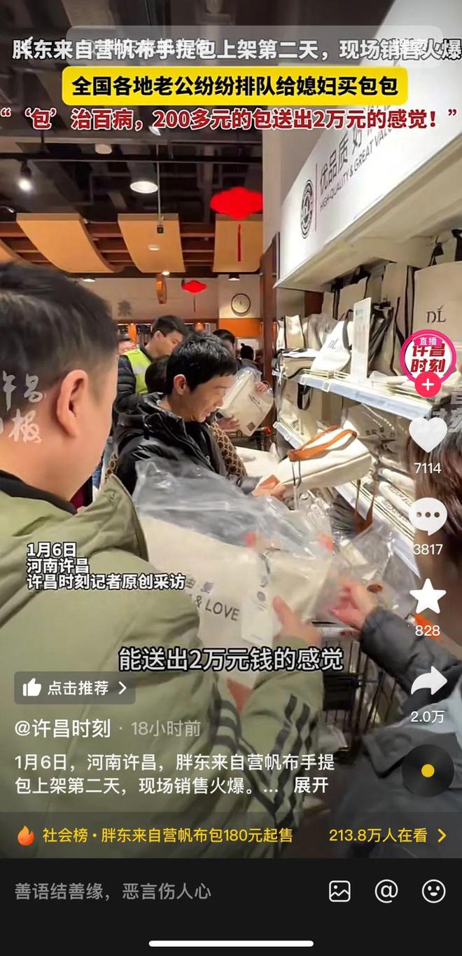 180元的胖东来帆布包2025第一时尚单品(图10)